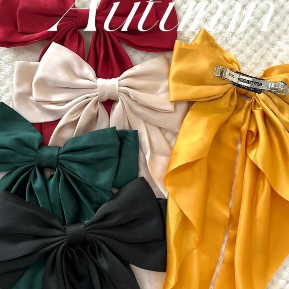 Big Satin Hair Bows for Women Girls Oversized Long Tails Hair Accessories